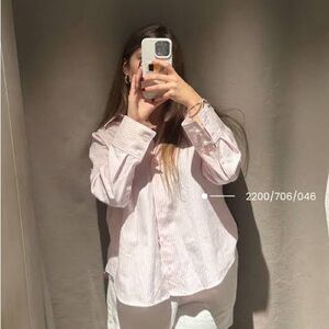 Zara Pink Striped Button-Up Shirt